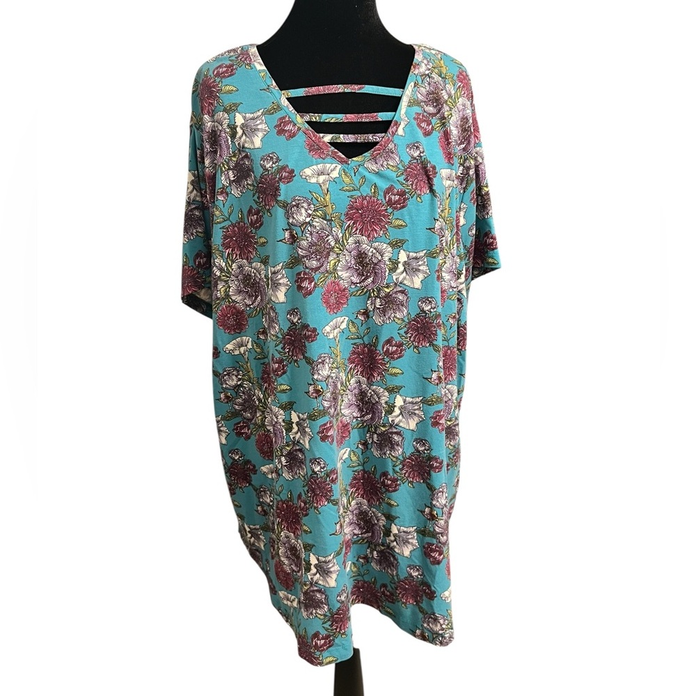 NorthStyle Teal and Burgundy Floral Top xxl